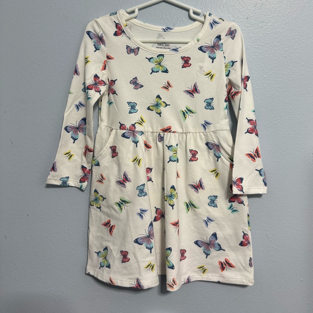 GAP White Dress with Multicolor Butterfly Print